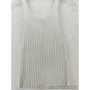 Anthropologie Rue and Willow Sleeveless Ribbed Halter Sweater Off-White Women S